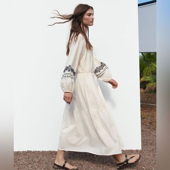 ZARA BOHO EMBROIDERED SHIRT DRESS‎ - Picture 5 of 13